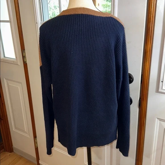 Madewell Brown and Navy Crew Neck Sweater - Picture 2 of 7